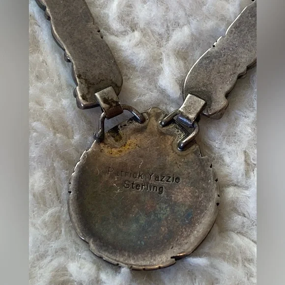 Vintage Turquoise Sterling Silver Patrick Yazzie Western Boho Necklace